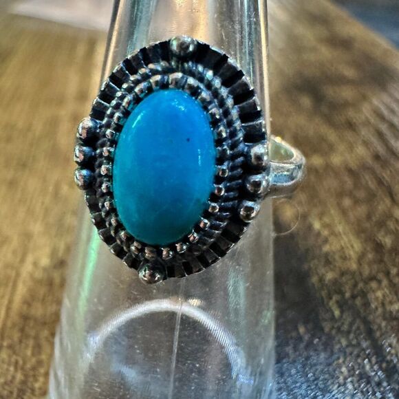 Boho Native American Turquoise Elegance: Adjustable Sterling Silver Ring, Gift - Picture 1 of 8